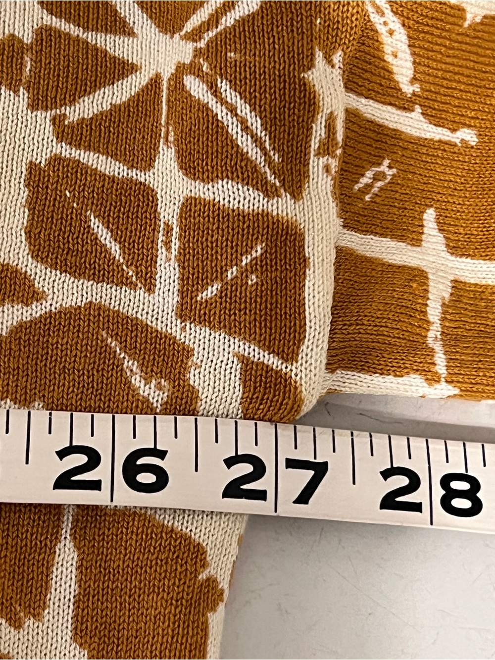 Garnet Hill Batik Mustard & Cream Geometric Boatneck Silk Blend Sweater Size XL - Picture 7 of 10